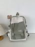 Color Block Classic Backpack Letter Patch Decor Adjustable