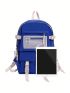 Patch Detail Casual Daypack Release Buckle Decor Polyester