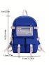 Patch Detail Casual Daypack Release Buckle Decor Polyester