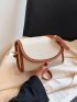 Mini Flap Square Bag Litchi Embossed Contrast Binding