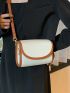 Mini Flap Square Bag Litchi Embossed Contrast Binding