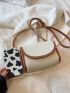 Mini Flap Square Bag Litchi Embossed Contrast Binding
