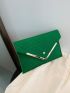 Stitch Detail Envelope Bag Metal Decor Green