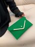 Stitch Detail Envelope Bag Metal Decor Green