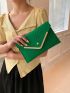 Stitch Detail Envelope Bag Metal Decor Green