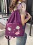 Medium Drawstring Backpack Floral Embroidered