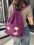 Medium Drawstring Backpack Floral Embroidered