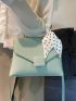Small Flap Square Bag Litchi Embossed Twilly Scarf Decor