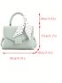 Small Flap Square Bag Litchi Embossed Twilly Scarf Decor