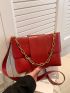 Medium Square Bag Braided Design Red