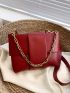 Medium Square Bag Braided Design Red