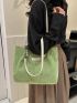 Small Shoulder Tote Bag Solid Faux Pearl & Flower Decor Magnet Double Handle