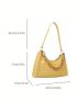 Small Baguette Bag Embossed Detail Chain Strap