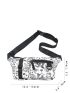 Letter & Cartoon Graphic Fanny Pack Pocket Front