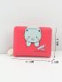 PU Small Wallet Cat & Fish Pattern Letter Graphic Multi-function