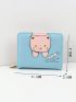 PU Small Wallet Cat & Fish Pattern Letter Graphic Multi-function