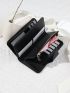 Textured Long Wallet Letter Graphic Zip Front