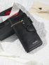 Textured Long Wallet Letter Graphic Zip Front