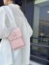 Mini Flap Square Bag Metal Decor Pink