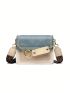 Mini Flap Square Bag Embroidered Detail Chain & Letter Patch Decor