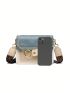 Mini Flap Square Bag Embroidered Detail Chain & Letter Patch Decor