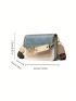 Mini Flap Square Bag Embroidered Detail Chain & Letter Patch Decor