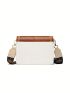 Mini Flap Square Bag Embroidered Detail Chain & Letter Patch Decor