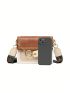 Mini Flap Square Bag Embroidered Detail Chain & Letter Patch Decor