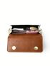 Mini Flap Square Bag Embroidered Detail Chain & Letter Patch Decor