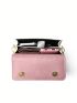 Mini Flap Square Bag Embroidered Detail Chain & Letter Patch Decor