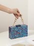 Mini Box Bag Sequin Decor Chain Strap