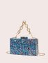 Mini Box Bag Sequin Decor Chain Strap