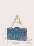 Mini Box Bag Sequin Decor Chain Strap