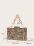 Mini Box Bag Sequin Decor Chain Strap
