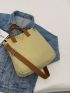 Studded Decor Shopper Bag Double Handle With Zipper Canvas