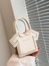 Mini Novelty Bag Letter Embossed Double Handle Chain Strap