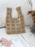 Women's Single Shoulder Bag Tote Bag, Mini Crochet Bag, Women's Simple Woven Tote Bag