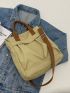 Studded Decor Shopper Bag Double Handle With Zipper Polyester