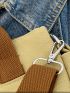 Studded Decor Shopper Bag Double Handle With Zipper Polyester