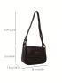 Letter Patch Decor Square Bag Argyle Embossed Flap PU