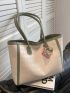 Large Capacity Tote Bag Argyle Embossed With Bag Charm