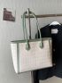 Large Capacity Tote Bag Argyle Embossed With Bag Charm