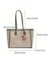 Large Capacity Tote Bag Argyle Embossed With Bag Charm