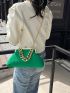 Green Square Bag Solid Color Chain Strap Kiss Lock