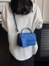 Small Square Bag Letter Embossed Quilted With Coin Purse