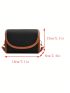 Mini Flap Square Bag Litchi Embossed Contrast Binding