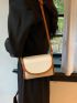 Mini Flap Square Bag Litchi Embossed Contrast Binding