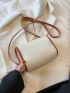 Mini Flap Square Bag Litchi Embossed Contrast Binding