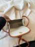 Mini Flap Square Bag Litchi Embossed Contrast Binding