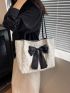 Medium Tote Bag Bow Decor Double Handle
